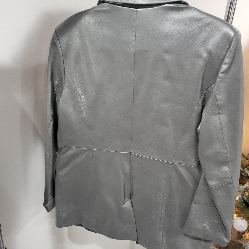 Silver metallic leather jacket